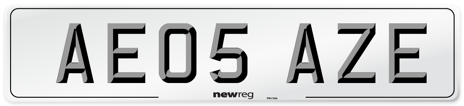 AE05 AZE Number Plate from New Reg